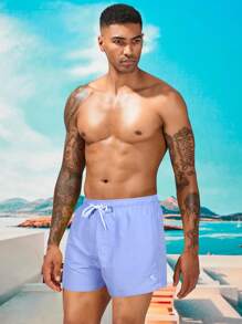 Surfspeed Men Beach Shorts Kolor Ditambal Striped Liburan - Biru - View 4