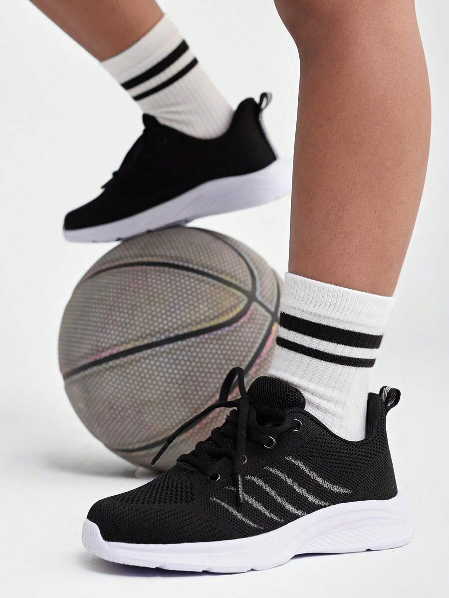 JNSQ Kids' Fashionable Breathable Mesh Sports Shoes For Daily Outdoor Running - Black - View 1