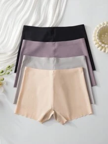SHEIN Conjunto de 4 piezas de braguitas sencillas y lisas para mujeres (corte hipster) sin costuras - Multicolor - Ver 2