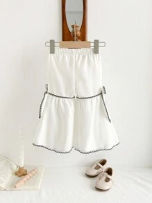 Baby Girls' Fun Bowknot Design Flared Pants, Fashionable And Versatile For Street Wear