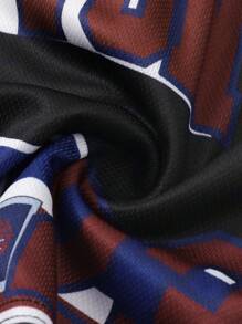 ROMWE MEN Prep Men's 2 In 1 Second Dimension Printed Breathable Shorts For Daily Wear, Spring And Summer - Black - View 6