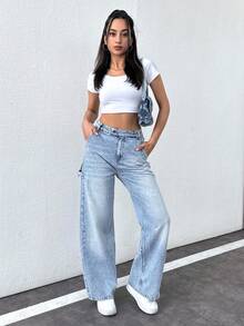 RueChic COTTLINE WOMENS STRAIGHT LEG JEANS - Medium Wash - View 7
