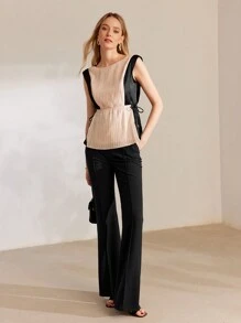 MOTF PREMIUM 拼色束腰無袖襯衫 - 彩色 - 查看 6