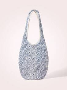 SHEIN MOD Túi Tote Đeo Vai Thời Trang Sức Chứa Lớn Dành Cho Nữ, Thích Hợp Sử Dụng Hàng Ngày - Màu xanh lam - Xem 1