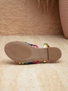 女款多色帶扣平底拖鞋 - 彩色 - 查看 3