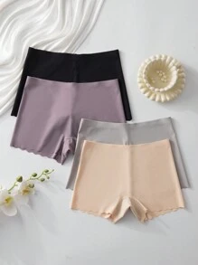 SHEIN Conjunto de 4 piezas de braguitas sencillas y lisas para mujeres (corte hipster) sin costuras - Multicolor - Ver 5