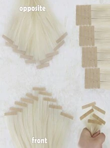 20入組50克60＃鉑金色直髮帶黏貼式100％Remy人髮延伸，適用於沙龍柔滑無縫輕薄自然女性植髮頂級品質 - S60 - 查看 3
