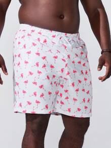 Surfspeed Men's Flamingo Printed Vacation Style Casual Beach Shorts