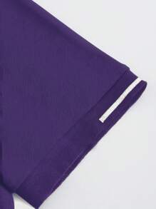 Manfinity Homme Men's Color Block Short Sleeve Casual Polo Shirt For Summer & Commute, Purple Men Clothes, Men Golf Shirt, Manfinity Men's Summer Solid Color Short Sleeve Casual Commute Polo Shirt For Golf, Men Clothes Men Polo Shirts - Purple - View 6