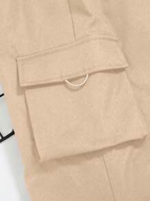 SHEIN Tween Boy Casual Stylish Side Flap Pocket Cargo Pants For Older Kids - Khaki - View 6
