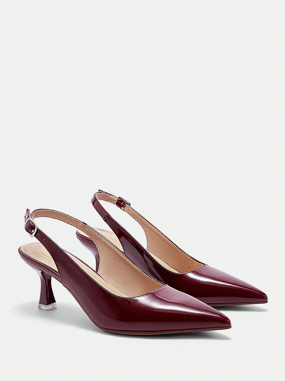 CUCCOO BIZCHIC Fashionable Burgundy Back Strap Classic Pointed High Heel Shoes For Women, Suitable For Office, Dating, And Party BURGUNDY Heels Spring Shoes Spring Break Easter For Christmas