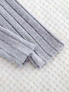 SHEIN 2pcs/Set Casual Matching Mother Daughter Ribbed Knit Cardigans & Spaghetti Strap Dresses Set - Light Grey - View 5