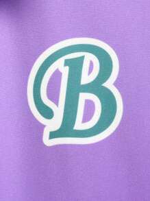 SHEIN Tween Girls Letter Graphic Two Tone Jacket Without Tee - Multicolor - View 7