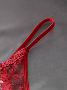 Women's Multicolored Contrast Lace Sheer Sexy G-String Panties (Pack Of 3) - Multicolor - View 3