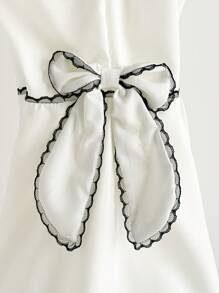 Baby Girls' Fun Bowknot Design Flared Pants, Fashionable And Versatile For Street Wear