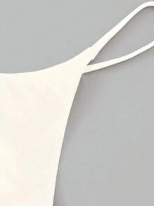 Swim Basics Bottom de bikini sexy de unicolor blanco para mujeres, ideal para playa y verano
