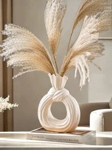 1pc White Ceramic Vase 1 Piece Set, Nordic Modern Bohemian Style Hollow Donut Vase Decoration, Home Decoration Vase, Minimalist Decorative Vase Gifts Birthday Graduation