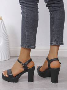 Women's Comfy And Versatile High-Heeled Sandals With Single Buckle Strap, Women's High-Heeled Sandals