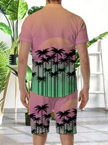 Men's Casual Comfortable 3D Digital Printed Shirt Set - Multicolor - View 2