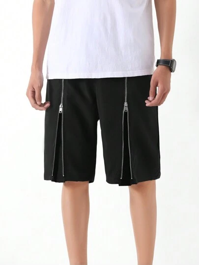 SHEIN Teen Boys Zip Up Casual Shorts For Summer