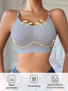 Women's Seamless Soft And Comfortable Bra Wireless - Light Grey - View 4