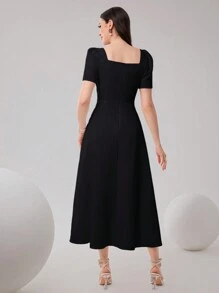 Modelyn Floral Embroidery Puff Sleeve Elegant Long Dress Long Evening Dresses