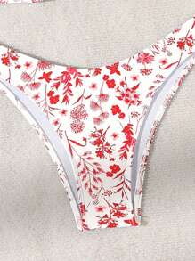 SHEIN Swim 女士两件套比基尼套装，随机印花，版权已购买，钢圈设计夏季海滩 - 彩色 - 查看 4