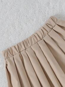 SHEIN Conjunto de 3 piezas para bebé niña: Top cálido y elegante con pelaje, Top cómodo y falda plisada, para otoño/invierno - Albaricoque - Ver 7