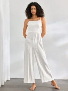 Ocili 純色寬腿背心設計連身褲