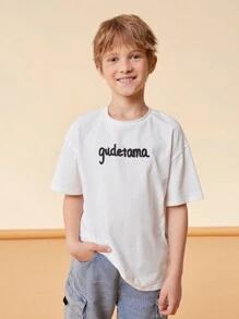 Gudetama X SHEIN Tween Boy卡通漫畫印花寬鬆T恤