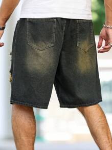 Manfinity Hypemode Shorts décontractés en denim avec poches grande taille pour hommes, troué