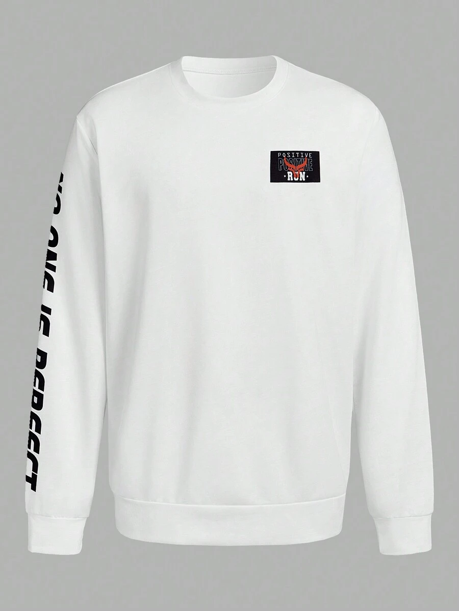 Manfinity Sport Corelite Boyfriend Style Men's Simple Printed Long Sleeve Sports Sweatshirt Boyfriend Style Men Sweatshirt Back To School - Multicolor - View 1