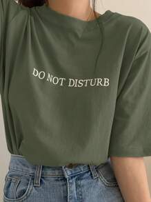 DAZY T-shirt ample et ample pour femme avec imprimé lettres, T-shirt surdimensionné d'été