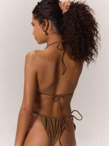 Musera Resort 金色镶边三角形比基尼上衣度假夏季海滩度假夏季假日伊比沙岛海滩装秋季