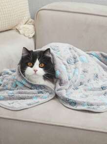 PETSIN 1pc Cartoon Spaceship Printed Pet Blanket - Multicolor - View 2