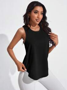 SHEIN Sport Gameset Camiseta deportiva sólida con espalda de corredor para verano