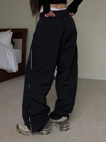 DAZY Women's Loose Casual Low Waist Baggy Long Pants,Fall Clothes - Black - View 2