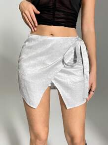 SHEIN Unity Women's Solid Color Simple And Basic Daily Tie Skirt