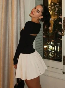 INAWLY Vestido con doble tono y dobladillo plisado - Multicolor - Ver 3