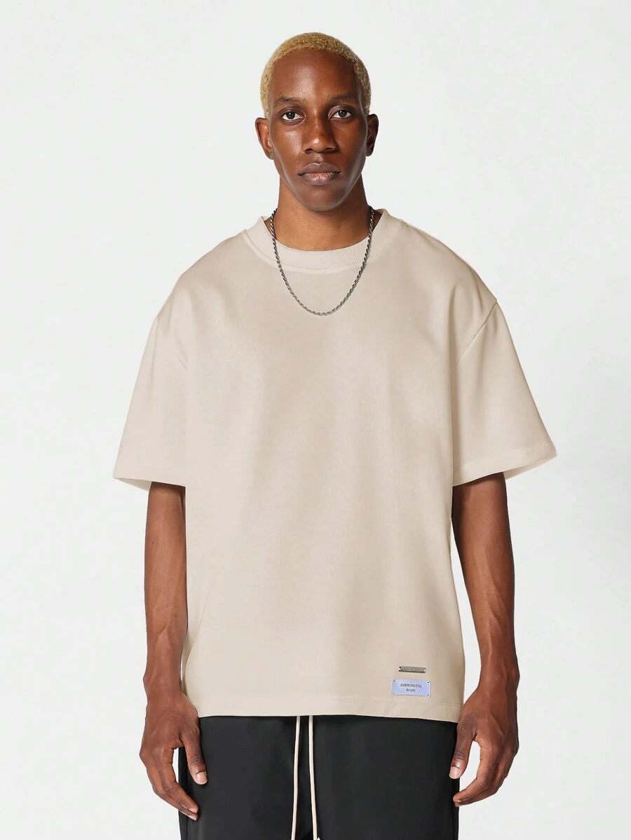 SUMWON Regular Fit Short Sleeve Premium Heavyweight Essential Tee - Khaki - View 1