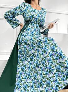 Seusyu Women's Random Printed Arabian Dress - Green - View 1
