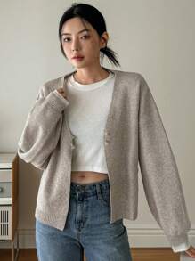 Dazy-Less كارديجان أمامي بأزرار، أكمام طويلة، ملابس خريفية كاجوال للعمل، بليزر للسيدات