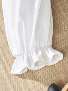 Tween Girl Longline Shirt With Open Button-Up And Cinched Waist - White - View 7