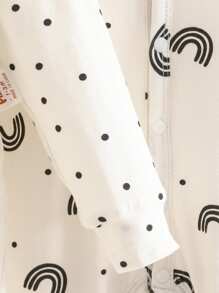 Cozy Pixies Baby Boy Rainbow Pattern Knitted Soft Round Neck Long Sleeve Footed Jumpsuit Set - Multicolor - View 5