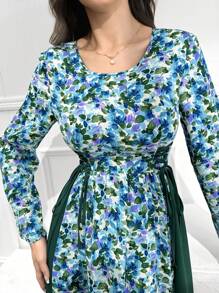 Seusyu Women's Random Printed Arabian Dress - Green - View 3