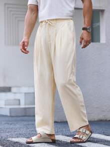 Manfinity VCAY Men's Woven Casual Loose Mid-Waist Straight Suit Pants Suitable For Daily Wear In Spring And Autumn - Khaki - View 7