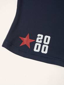 SHEIN Coolane 夏季街頭風格時尚女士運動字母印花彩色拼接Y2K背心上衣