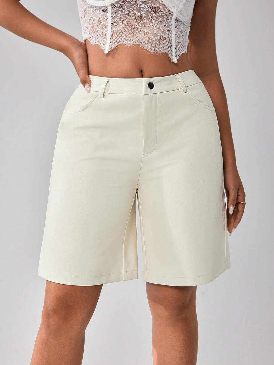 SHEIN SXY Women's Summer Casual Solid Color Straight Shorts