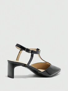 CUCCOO BIZCHIC Women's Fashionable Pointed Toe Buckle Ankle Strap High-Heel Sandals, Summer Elegant Basics Business Casual Business Chic Halloween - Black - View 4