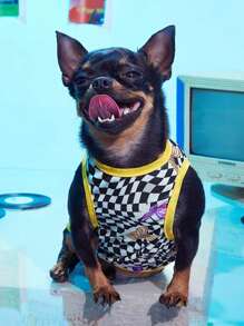 PETSIN 1 bucată vestă pentru animale de companie cu imprimeu în carouri alb-negru - Multicolor - Vizualizare 4